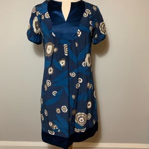 Banana Republic blue silk pleated shift dress